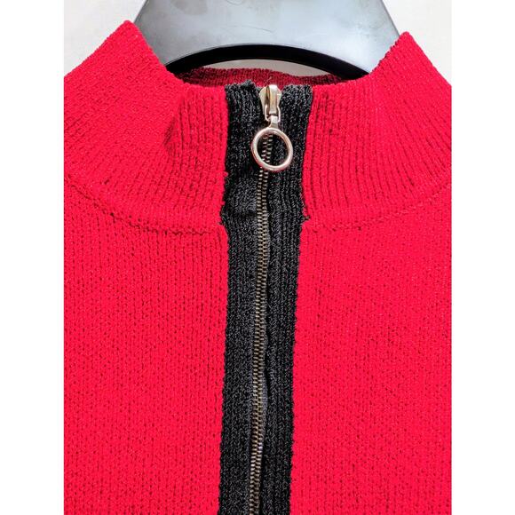 Margaret OLeary Heavy Wool Zip Cardigan Sweater Red Size M Made in USA - Picture 4 of 5